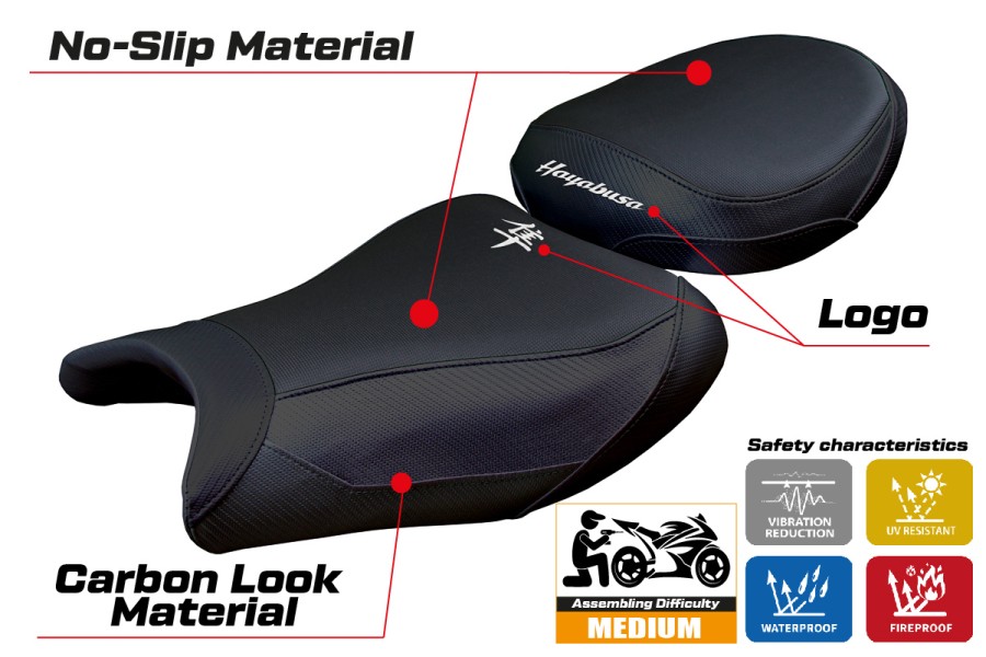 Funda de asiento compatible - Suzuki GSX R 1300 Hayabusa 2021-2026 - mod Denia