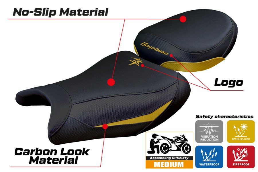 Rivestimento sella compatibile - Suzuki GSX R 1300 Hayabusa 2021-2026 - mod Denia