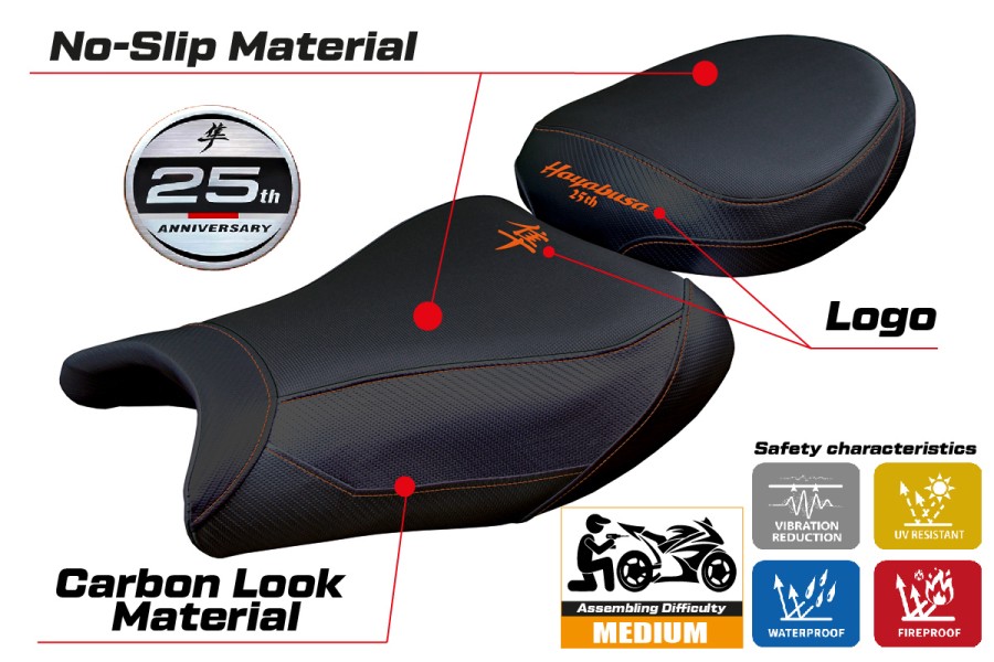 Seat cover compatible - Suzuki GSX R 1300 Hayabusa 2021-2026 - mod Denia