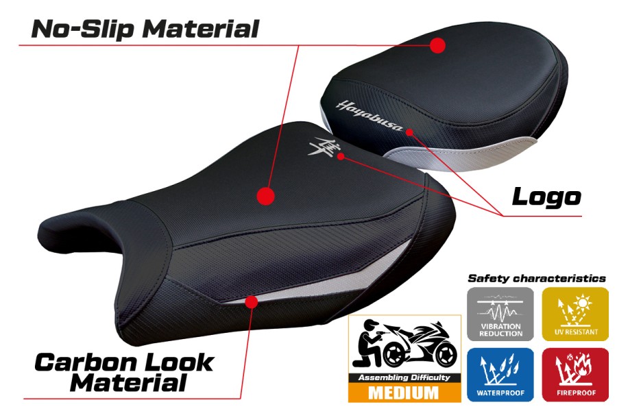 Seat cover compatible - Suzuki GSX R 1300 Hayabusa 2021-2026 - mod Denia