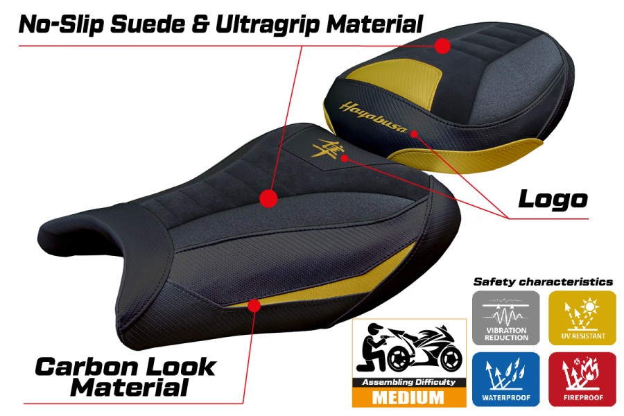 Seat cover compatible - Suzuki GSX R 1300 Hayabusa 2021-2026 - mod Denia Velvet Ultragrip