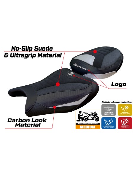Funda de asiento compatible - Suzuki GSX R 1300 Hayabusa 2021 - 2025 - mod Denia Velvet Ultragrip