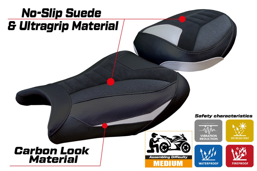 Housse de selle compatible - Suzuki GSX R 1300 Hayabusa 2021-2026 - mod Denia Velvet Ultragrip