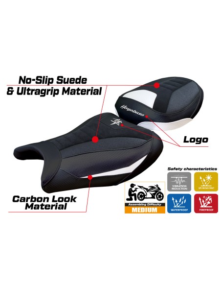 Funda de asiento compatible - Suzuki GSX R 1300 Hayabusa 2021 - 2025 - mod Denia Velvet Ultragrip