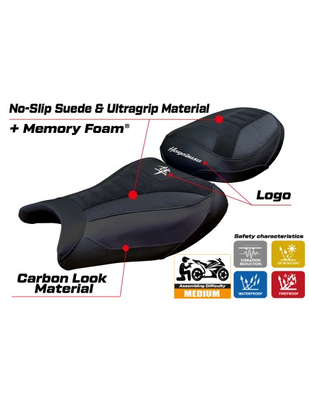 Funda de asiento compatible - Suzuki GSX R 1300 Hayabusa 2021 - 2025 - mod Denia Velvet Ultragrip Comfort System