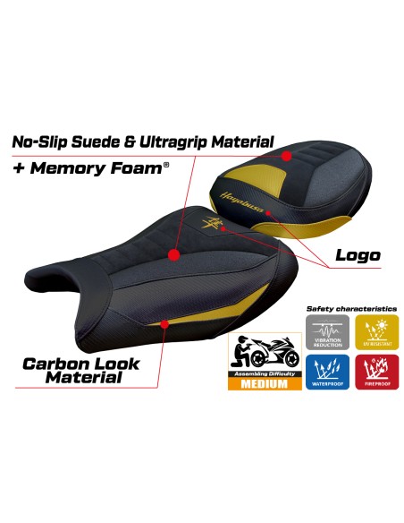 Seat cover compatible - Suzuki GSX R 1300 Hayabusa 2021 - 2025 - mod Denia Velvet Ultragrip Comfort System