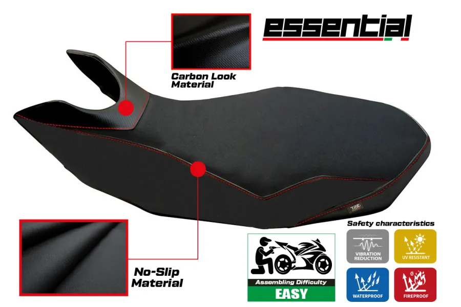 Funda de asiento compatible con Ducati Hypermotard 796/1100/1100 EVO (07-12) modelo Essential