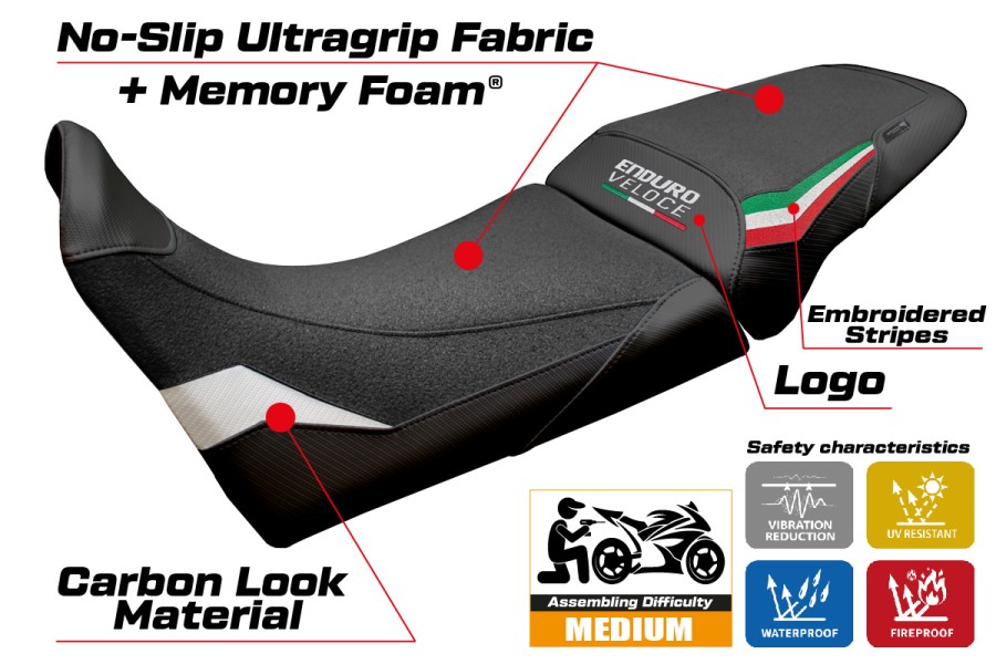 Seat cover compatible - MV Agusta Enduro Veloce 2024-2026 - mod Hajek Ultragrip Comfort System
