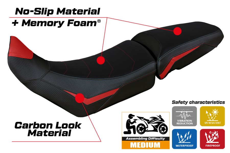 Housse de selle compatible - Triumph Tiger 850 Sport 2021 - 2025 - mod Sintra Comfort System