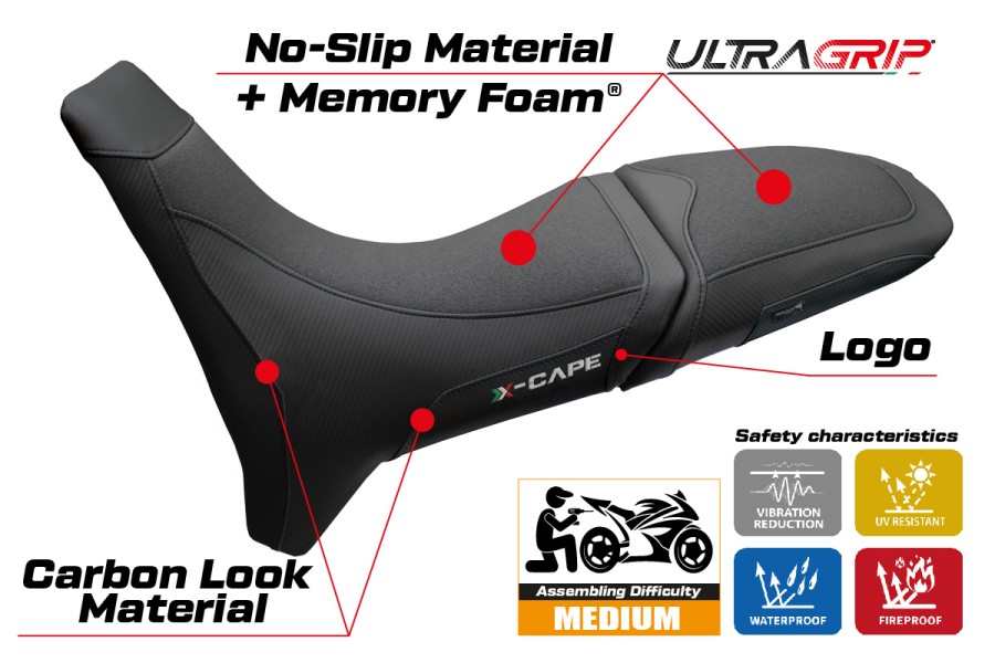 Funda de asiento compatible - Moto Morini X-Cape 650 2021-2026 - mod Reno Ultragrip Comfort System
