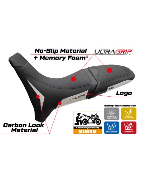 Funda de asiento compatible - Moto Morini X-Cape 650-700 2021 - 2025 - mod Reno Ultragrip Comfort System