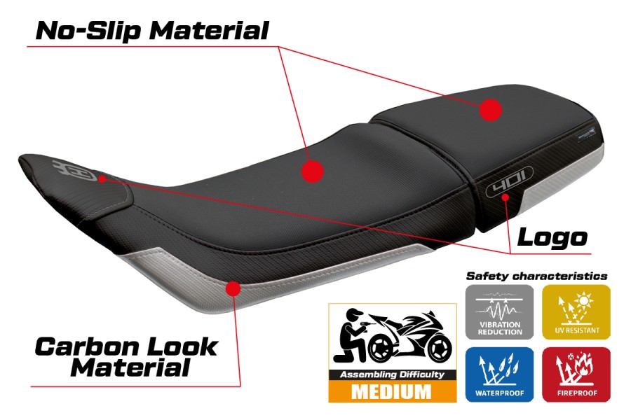 Rivestimento sella compatibile - Husqvarna Svartpilen 401 2018-2019 - mod Solna