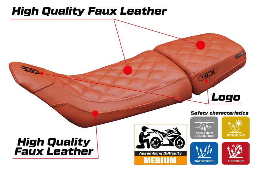 Seat cover compatible - Husqvarna Svartpilen 401 2018-2019 - mod Solna vintage