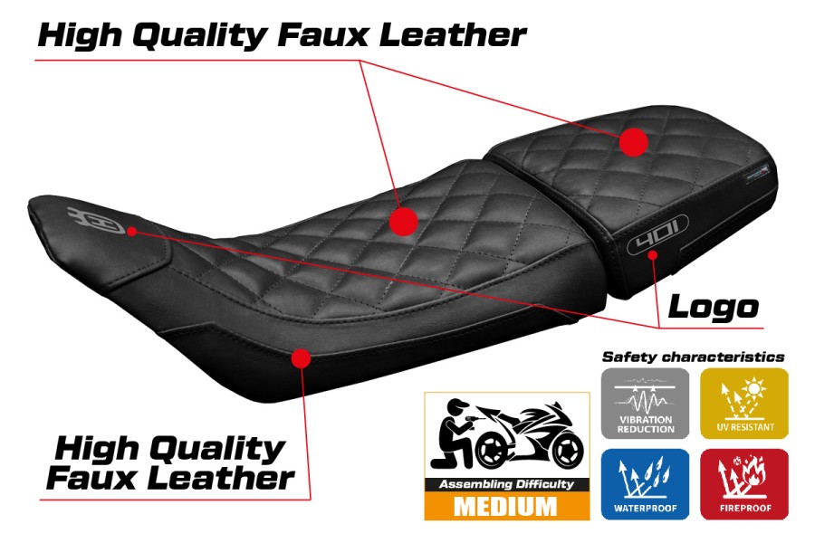 Funda de asiento compatible - Husqvarna Svartpilen 401 2018-2019 - mod Solna vintage