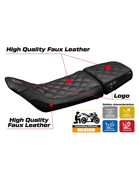 Seat cover compatible - Husqvarna Svartpilen 401 2018 - 2023 - mod Solna vintage