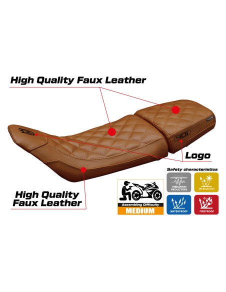 Seat cover compatible - Husqvarna Svartpilen 401 2018 - 2023 - mod Solna vintage