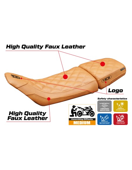 Funda de asiento compatible - Husqvarna Svartpilen 401 2018-2019 - mod Solna vintage