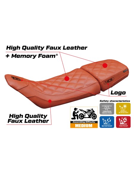 Funda de asiento compatible - Husqvarna Svartpilen 401 2018-2019 - mod Solna vintage Comfort System