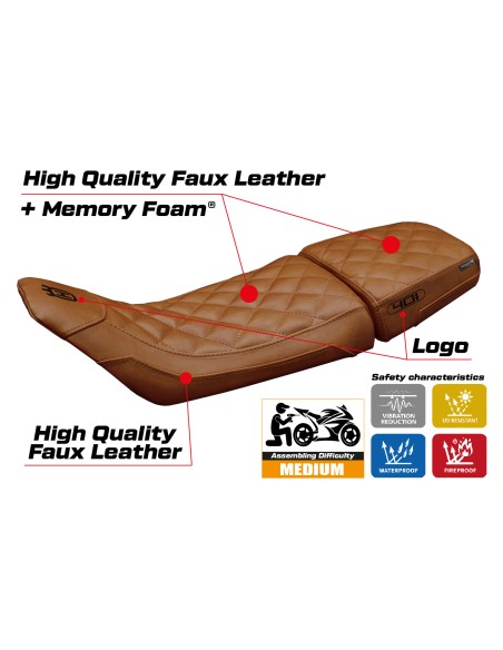 Seat cover compatible - Husqvarna Svartpilen 401 2018 - 2023 - mod Solna vintage Comfort System