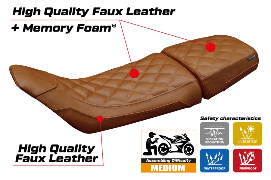 Funda de asiento compatible - Husqvarna Svartpilen 401 2018-2019 - mod Solna vintage Comfort System