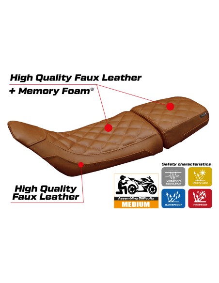 Seat cover compatible - Husqvarna Svartpilen 401 2018 - 2023 - mod Solna vintage Comfort System