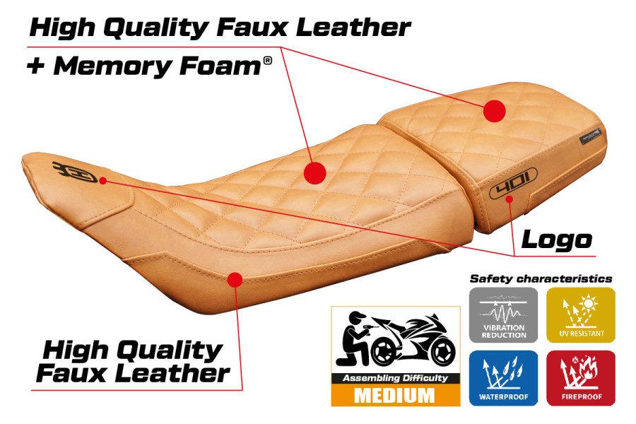 Funda de asiento compatible - Husqvarna Svartpilen 401 2018-2019 - mod Solna vintage Comfort System