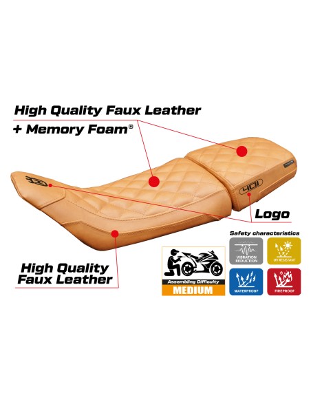 Seat cover compatible - Husqvarna Svartpilen 401 2018 - 2023 - mod Solna vintage Comfort System