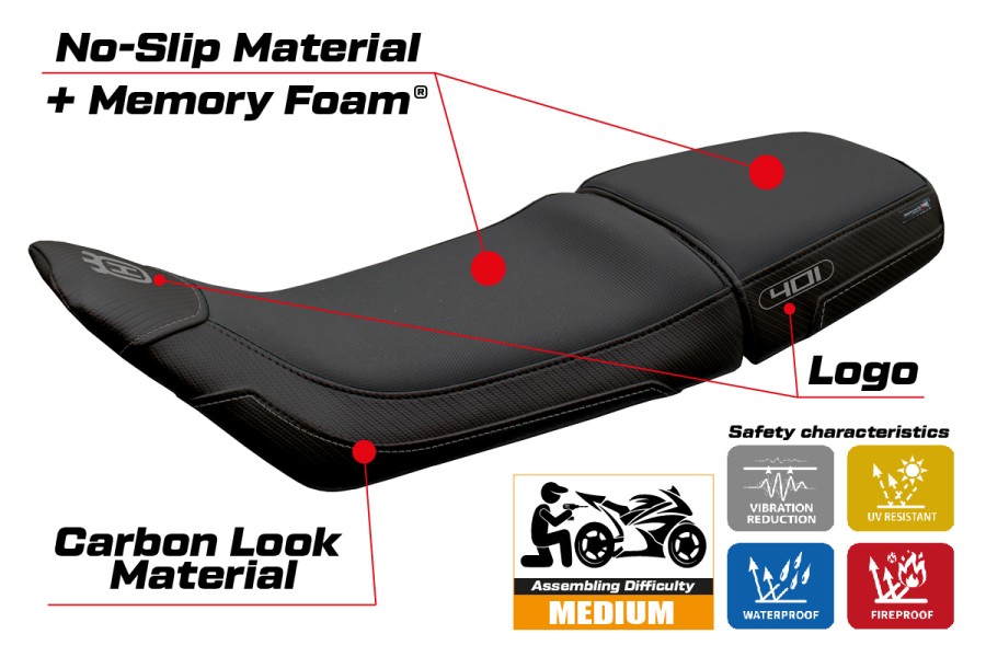 Sitzbezug kompatibel - Husqvarna Svartpilen 401 2018-2019 - mod Solna Comfort System
