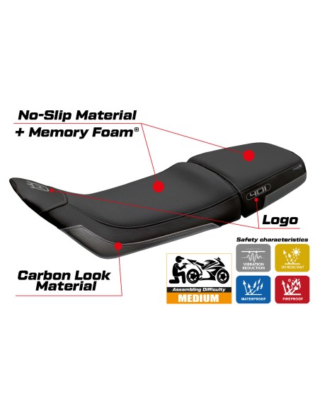 Funda de asiento compatible - Husqvarna Svartpilen 401 2018 - 2023 - mod Solna Comfort System