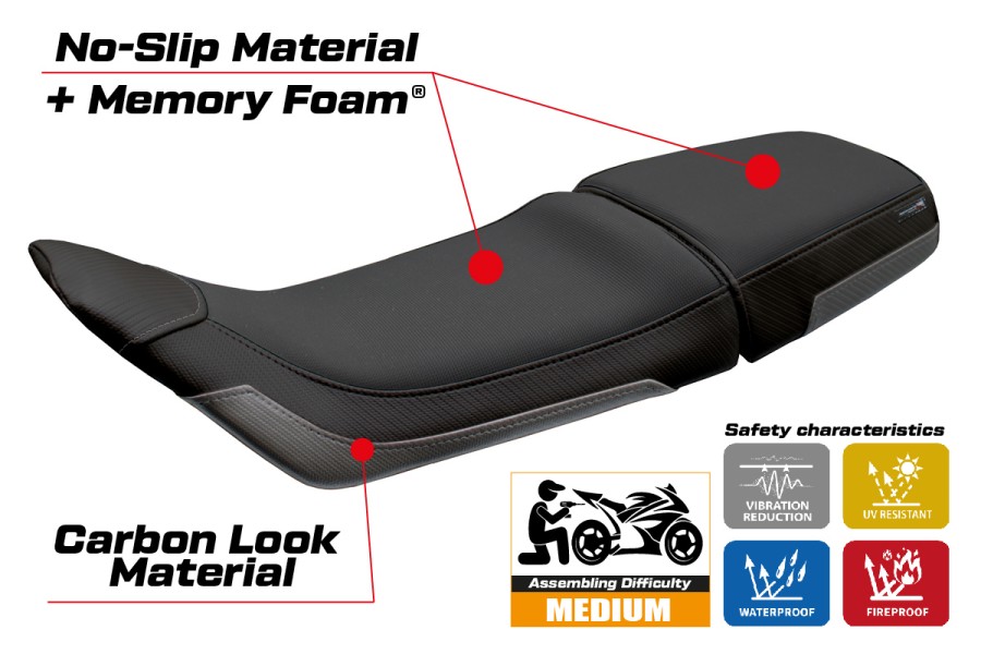 Funda de asiento compatible - Husqvarna Svartpilen 401 2018-2019 - mod Solna Comfort System
