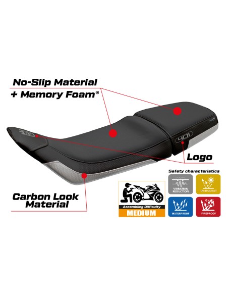 Housse de selle compatible - Husqvarna Svartpilen 401 2018 - 2023 - mod Solna Comfort System