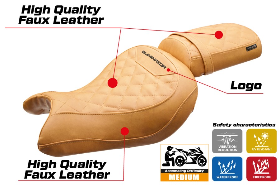 Housse de selle compatible - Kawasaki Eliminator 500 2024-2026 - mod Mutsu