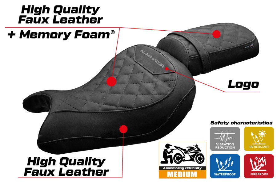 Funda de asiento compatible - Kawasaki Eliminator 500 2024-2026 - mod Mutsu Comfort System