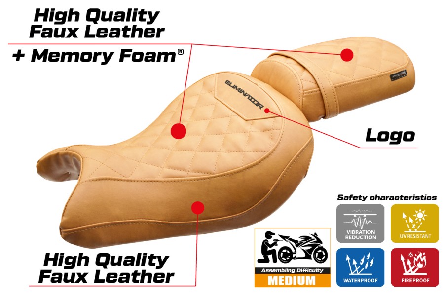 Funda de asiento compatible - Kawasaki Eliminator 500 2024-2026 - mod Mutsu Comfort System