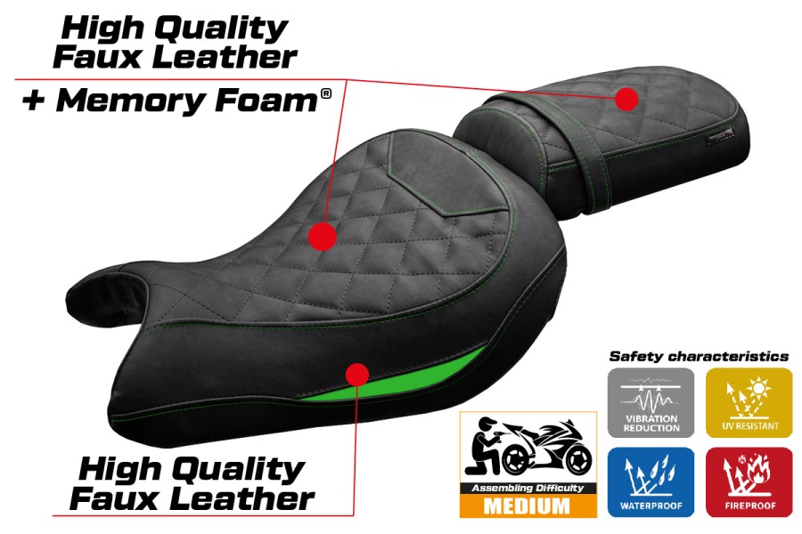 Funda de asiento compatible - Kawasaki Eliminator 500 2024-2026 - mod Mutsu Comfort System