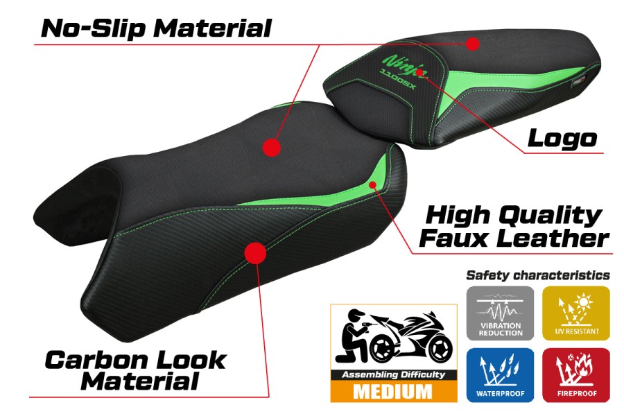 Rivestimento sella compatibile - Kawasaki Ninja 1100 SX 2025-2026 - mod Geisha