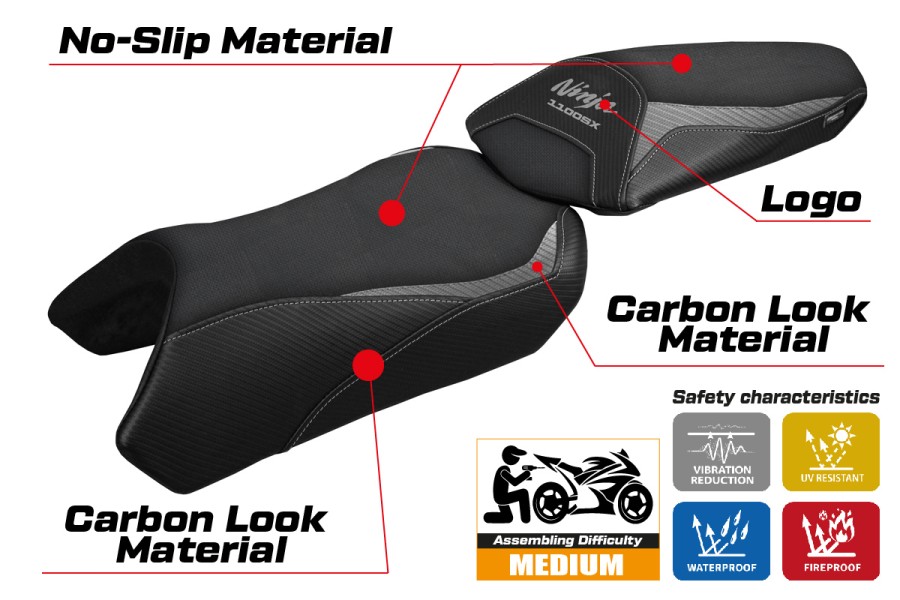 Funda de asiento compatible - Kawasaki Ninja 1100 SX 2025-2026 - mod Geisha