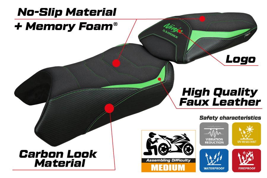 Rivestimento sella compatibile - Kawasaki Ninja 1100 SX 2025-2026 - mod Geisha Comfort System