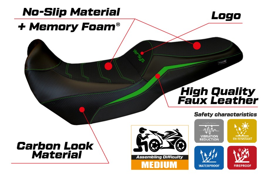 Funda de asiento compatible - Kawasaki Versys 1100 2025-2026 - mod Sakata Comfort System