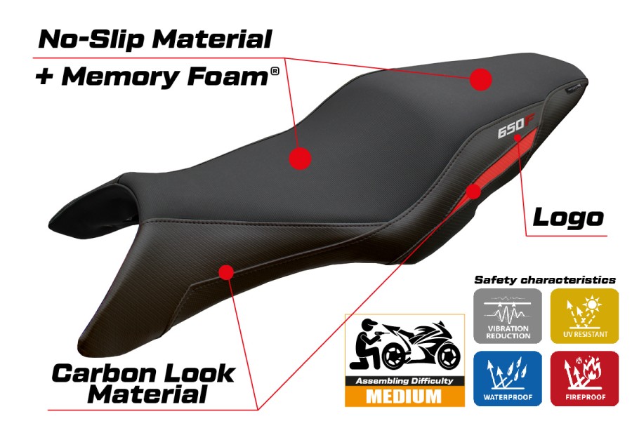 Housse de selle compatible - Honda CB 650 F 2014-2018 - mod Oita Comfort System