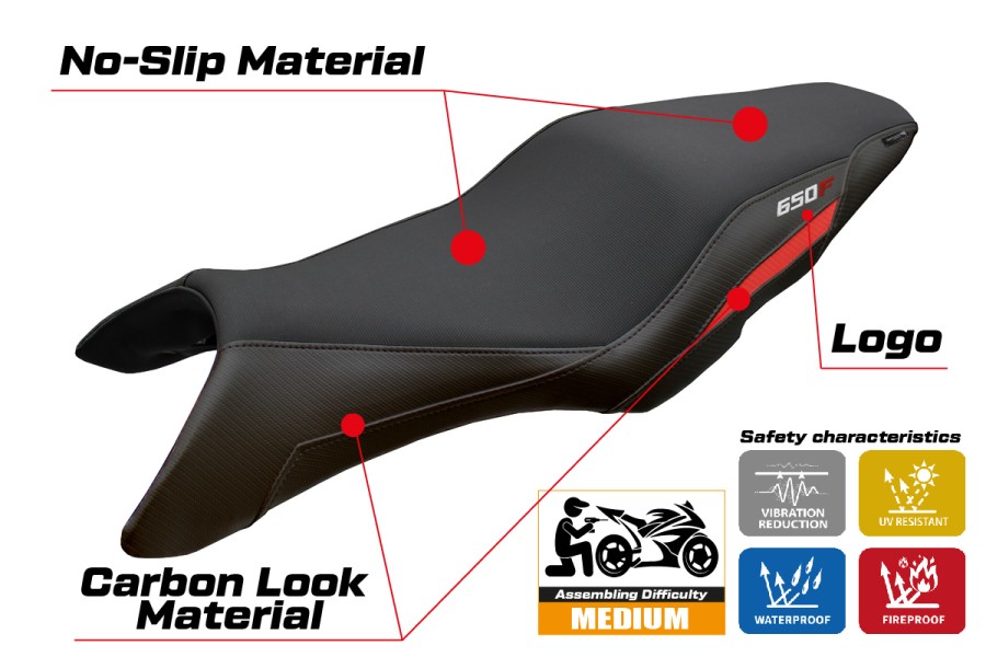 Housse de selle compatible - Honda CBR 650 F 2014-2018 - mod Oita
