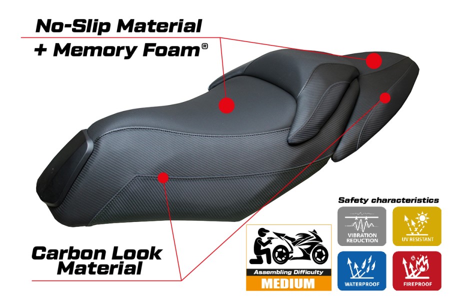 Housse de selle compatible - Kymco XCITING 400 S 2019-2024 - mod Yunlin Comfort System