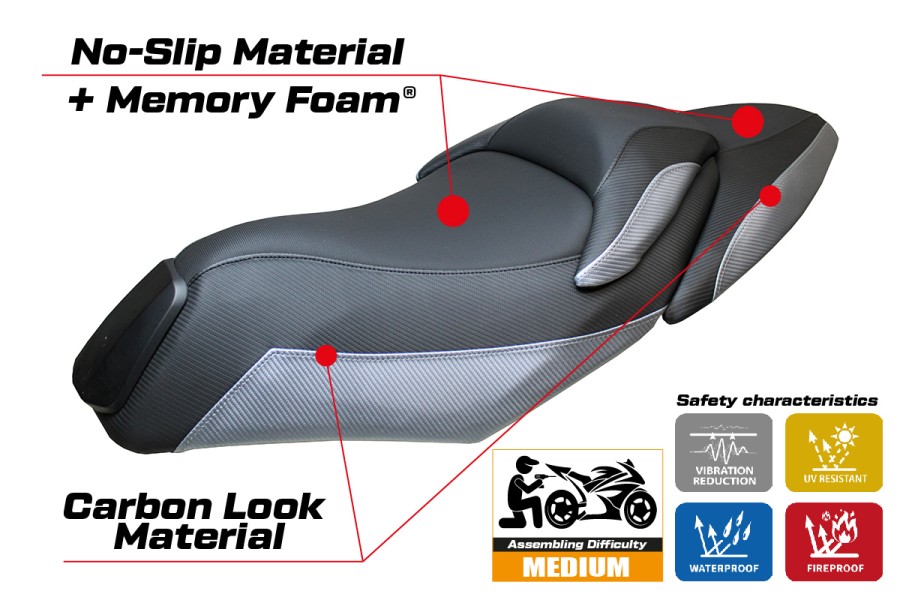 Funda de asiento compatible - Kymco XCITING 400 S 2019-2024 - mod Yunlin Comfort System