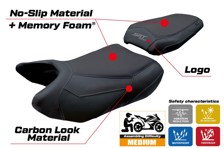 Funda de asiento compatible - QJ Motor SRT 800 X / S / SX 2023-2025 - mod Wuhai Comfort System