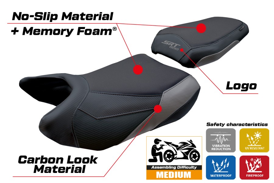 Funda de asiento compatible - QJ Motor SRT 800 X / S / SX 2023-2025 - mod Wuhai Comfort System