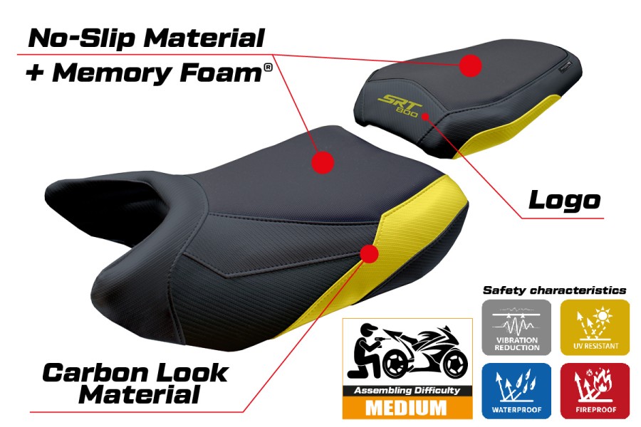 Housse de selle compatible - QJ Motor SRT 800 X / S / SX 2023-2025 - mod Wuhai Comfort System