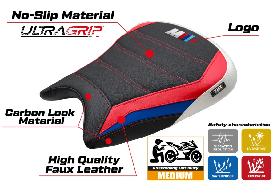 Seat cover compatible - BMW M 1000 RR 2023-2026 - mod Melk Ultragrip