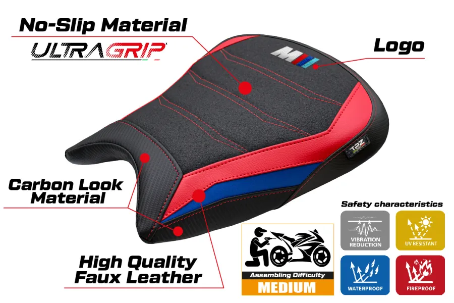 Rivestimento sella compatibile - BMW M 1000 RR 2023-2026 - mod Melk Ultragrip