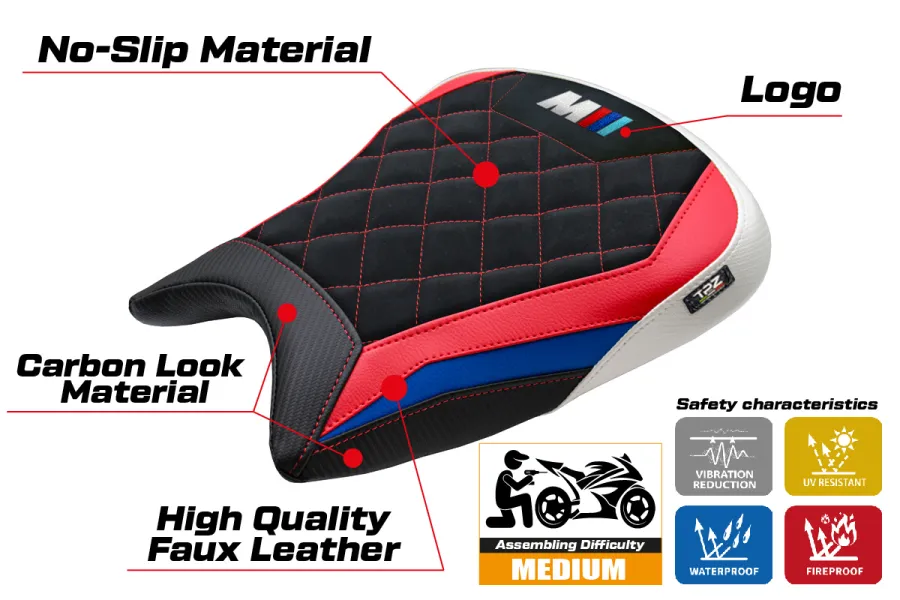 Funda de asiento compatible - BMW M 1000 RR 2023-2026 - mod Melk Velvet