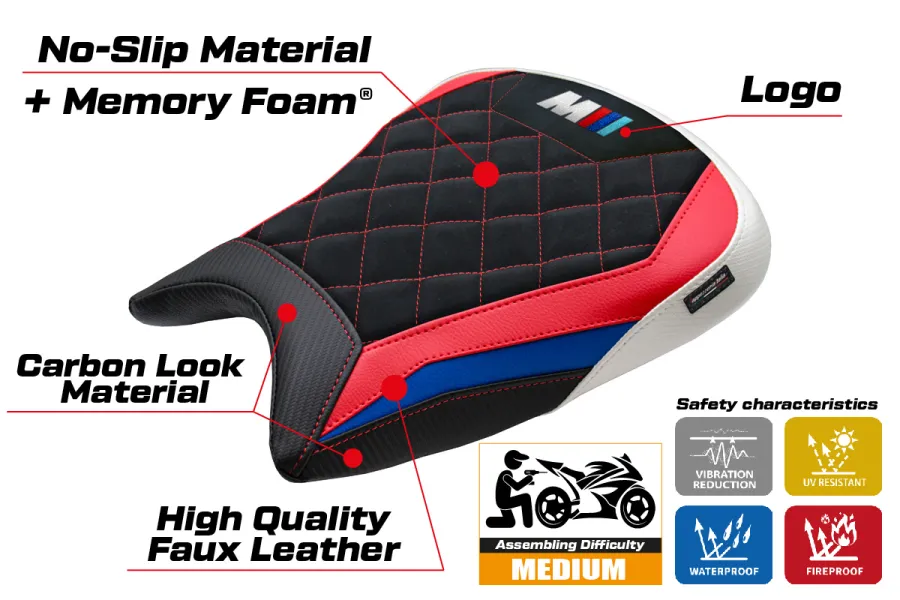 Sitzbezug kompatibel - BMW M 1000 RR 2023-2026 - mod Melk Velvet Comfort System